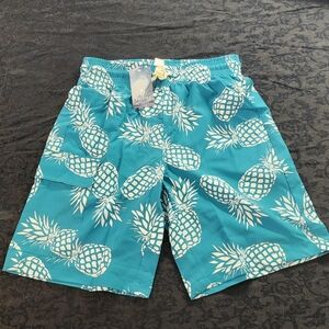Blue Pineapple Print Swim Shorts